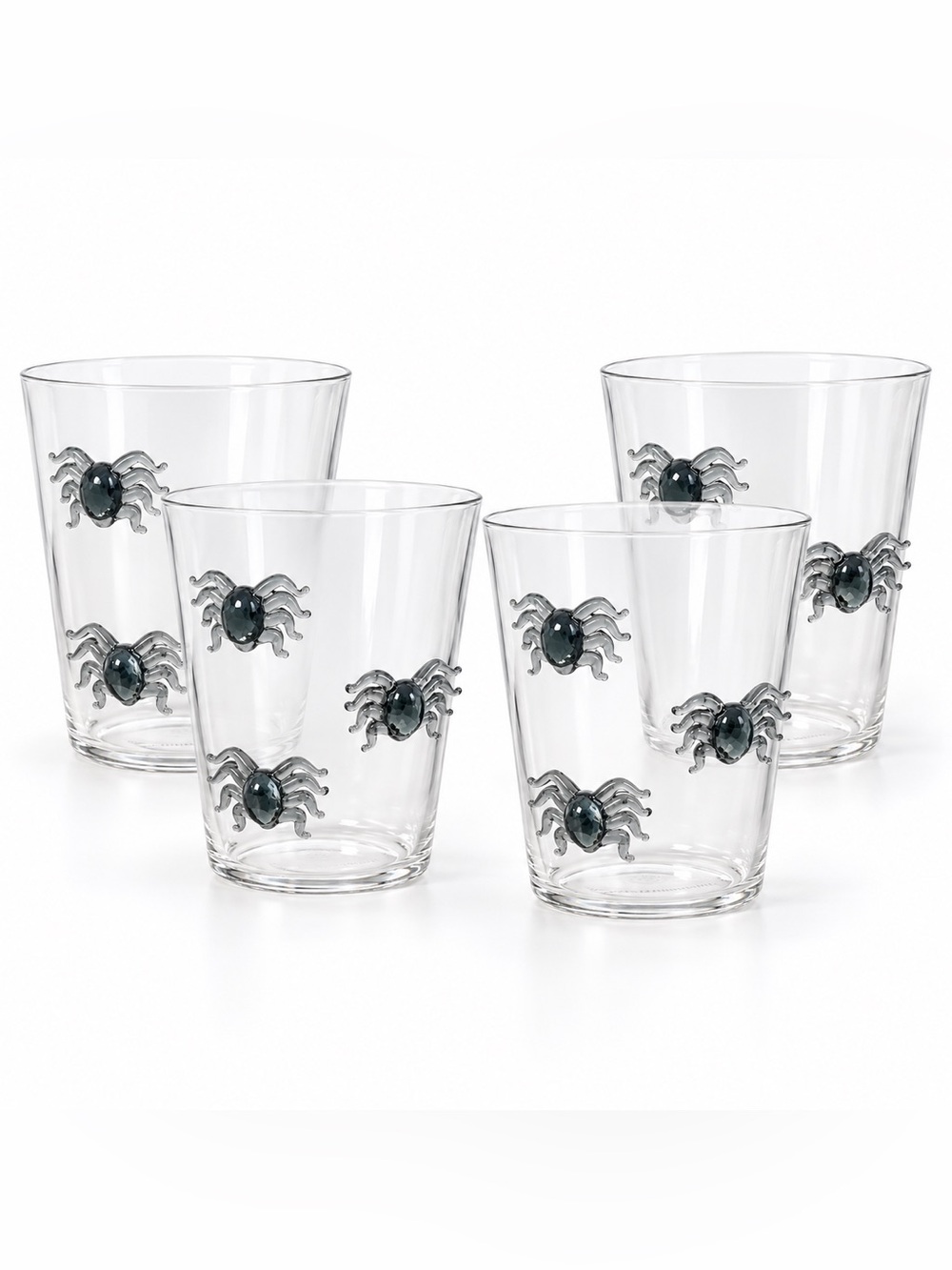 Set of 4 Anthropologie 3D spider icon juice glasses NWT